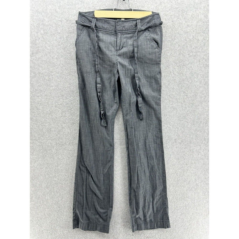 Banana Republic Women's Pants Martin Fit Belted 2 Cotton Blend Gray Straight